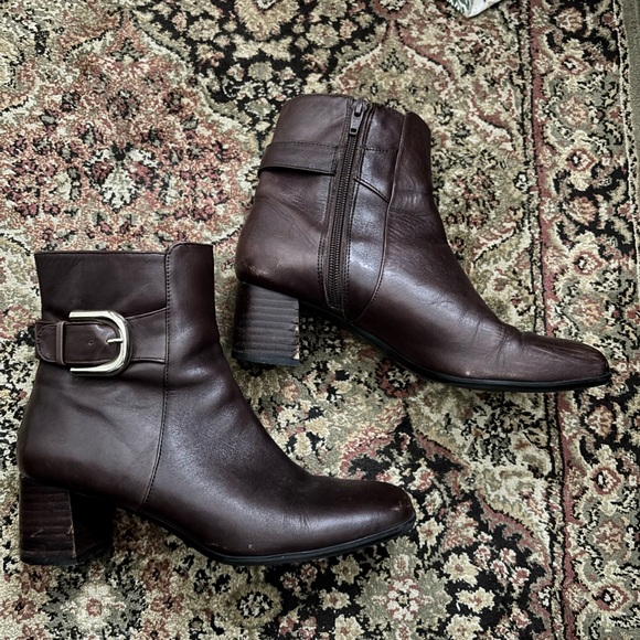 Nine West Brown Ankle Boots with Gold Buckle - Picture 11 of 13
